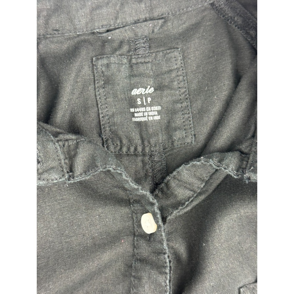 Aerie Lumberjackie Women's Small Black Linen Blend Oversized Longline Shirt - Picture 6 of 7